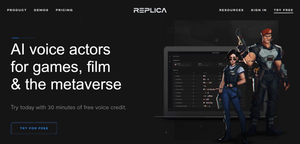 Replica Studios ai voice generator